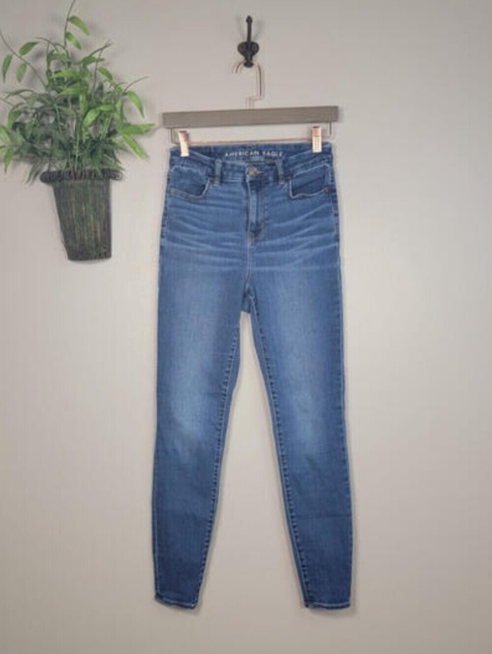 AE 2 American Eagle Skinny Jeans Curvy Hi Rise Jeggings Next Level Stretch Blue